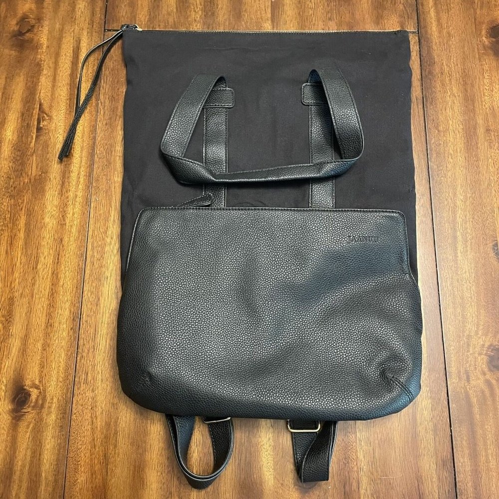 Jaanuu Black Leather Nursing Backpack